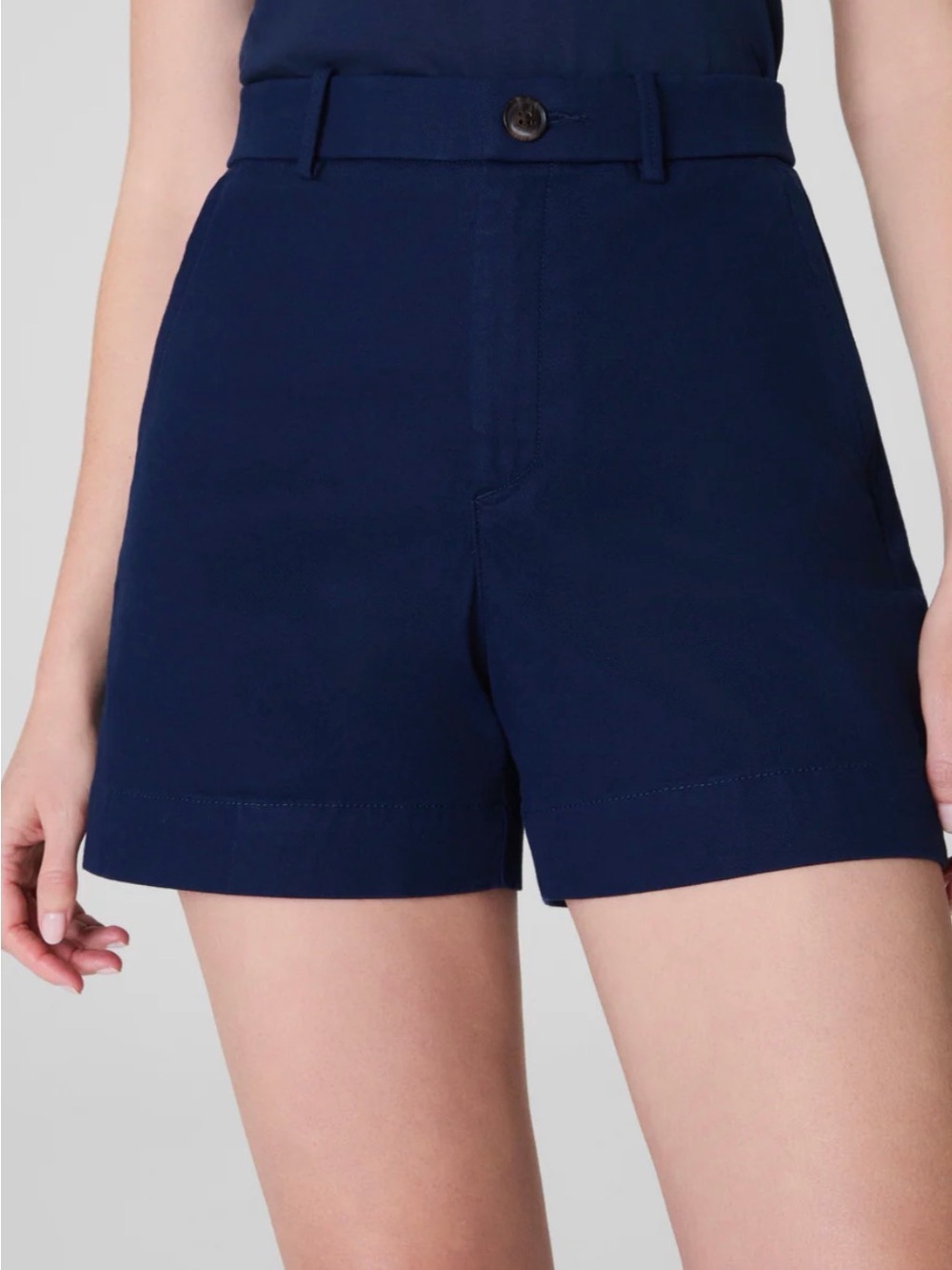 Spanx high rise stretch twill short in navy